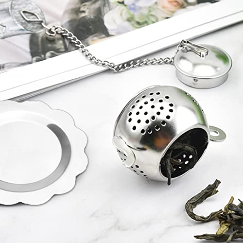 Tslinc 8Pcs Loose Leaf Tea Infuser With Chain And Drip Trays Stainless Steel Tea Ball Tea Strainer For Loose Tea Tea Steeper For Tea Flavoring Herbal Spices Seasonings, Silver #TOP5