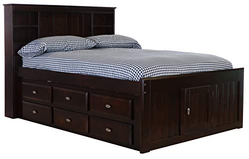 Discovery World Furniture Espresso Full Bookcase Bed with 6 Drawers