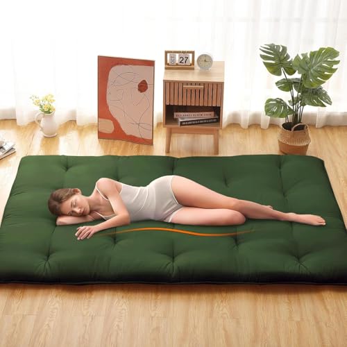 Image of Deevine Craft Quilt Cotton Floor Bed Mattress, Foldable,Rollable Movable Single Bed Comfort Gadda 1 Sleeping Capacity, S Quilted Design (Bottle Green, Single Bed 72X36X5 Inches)