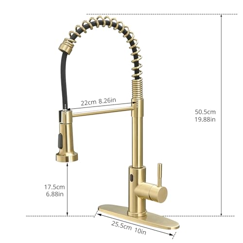 Grifo de cocina inteligente extraíble con sensor y acabado oro 7
