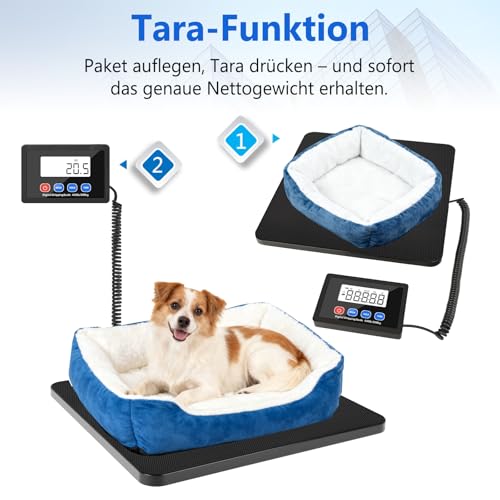 Paketwaage, 200kg/10g Hochpräzise Briefwaage Digitalwaage mit Halte/Tara Funktion, Plattformwaage Kofferwaage mit Wandmontiertem LCD Display für Pakete, Gepäck, Lagerhaus, und den Hausgebrauch, Auflad