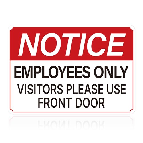Employees Only Visitors Please Use Front Door Entrance Sign Sticker, Self-adhesive Durable Employees Only Beyond This Point Sign, Staff Entrance Only for Restaurant, Office, Industrial, Supermarket
