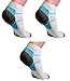 Sport Plantar Fasciitis Arch Support Compression Foot Socks / Foot Sleeves - Increases Circulation, Relieve Pain Fast (3 Pairs) (L/XL, Blue&White)