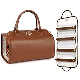 Travel Makeup Organizer Bag, Foldable Toiletry Bag with Detachable Pouches, Large Capacity 4-in-1 Roll-Up Cosmetic Storage with Handle for Women