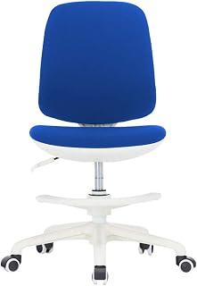 FCD Kids Study Chair, Armless Adjustable Ergonomic Swivel Mesh Desk Chair for Boys Girls Teens with and Auto Brake Casters and Footrest, Blue