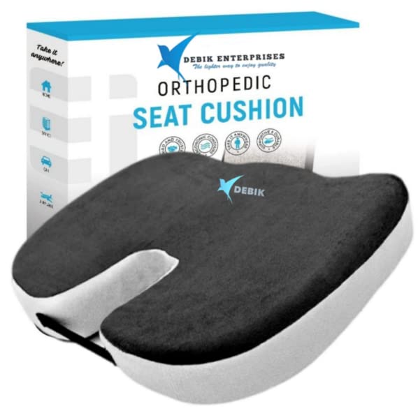 DEBIK® | Coccyx, Tailbone, Sciatica, Lower Back Support and Pain Relief Seat Cushion with Removable Cover Fits Most Desk, Computer Chairs and Car Seats (Black-Grey), Memory Foam (B0B2M5DT32) Amazon Price History, Amazon Price Tracker