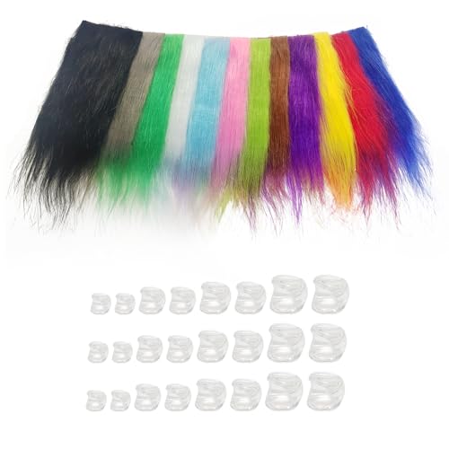 EUPHENG 12packs Mix Color Long Fiber Fly Tying Materials Fly Fishing Streamer Tail Wing Fly Fishing Tying Materials Premium Craft Fur Synthetic Fiber