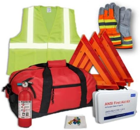 Safety and Trauma Supplies Hi-Viz All-in-One DOT OSHA Compliant Kit with Kidde 5BC Fire Extinguisher Model FA5G