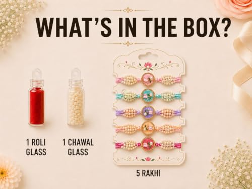 Image of Premium Designer Pastel Resin Pearl Floral Rakhi For Brother | Elegant Flower Rakhi Set Of 1 /2 /3 /4 /5 /6 Raksha Bandhan Gift Bhai Combo For Bhaiya Bhabhi & Sister Bracelet Brother Bhai Sister In Law Kids | Traditional & Festive Wrist Band