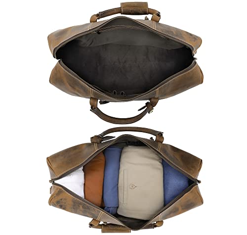 Leather Travel Duffel Bag - Airplane Underseat Carry On Bags By Rustic Town (Medium, Brown) #TOP3