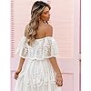 MERMAIDS-CLOSET-Womens-Casual-Off-Shoulder-Maxi-Dress-White-Lace-Sleeve-Beach-Dresses MERMAID'S CLOSET Womens Off Shoulder Embroidered Lace Maxi Dress Boho White Wedding Guest Party Maternity Photoshoot Dresses