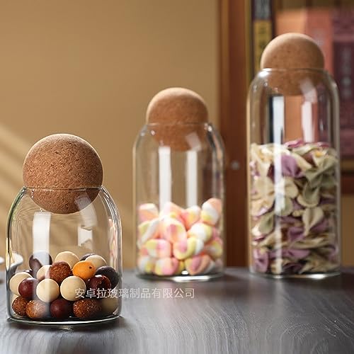 soulnioi Clear Glass Storage Canister with Ball Top lid Glass Jar with Lid Glass Containers With Bamboo Lids Flower Tea Sealer Candy Jar Coffee Bean Organizer 500ml - Image 4