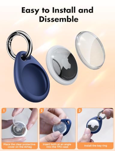 Image of UNBREAKcable AirTag Holder for Apple - 4 Pack Air Tag Case [Fit Tightly Design] [Easy to Install] [Hold Securely] Waterproof TPU Protective Cover with Metal Keychain for Kids,Pet,Luggage,Backpack,Keys