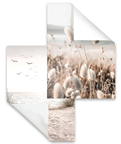 Heimlich® Premium Poster Set 50x70 cm | Beidseitig Bedruckt | OHNE Bilderrahmen | Stilvolle Poster Collagen mit passenden Bilder als Wanddeko | » Beige Infinity « Cover
