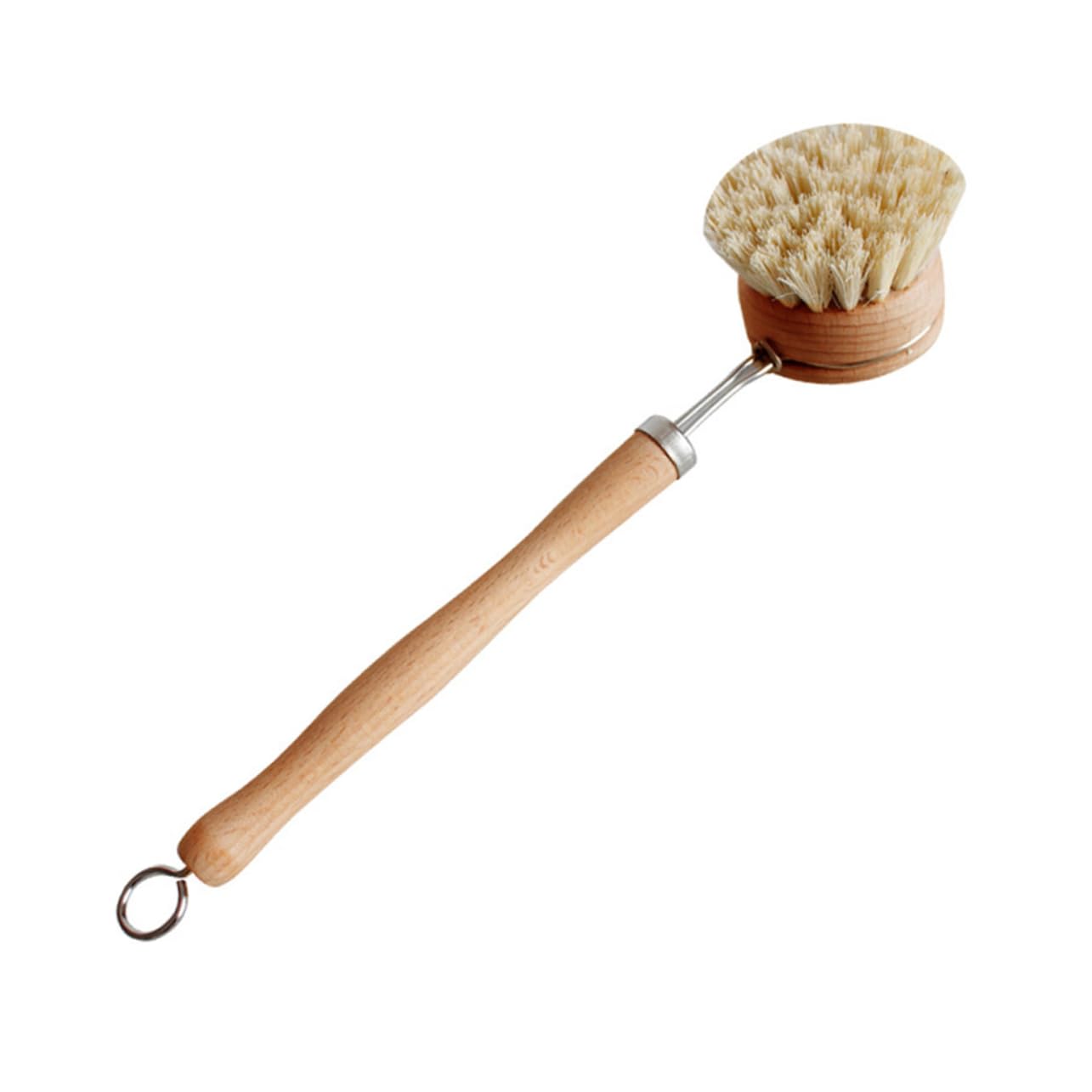 NOLITOY Sisal Pot Brush for Dishes Long Handle Kitchen Gadget Dish Scrubber Brush Household Portable