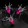 Punk Crystal Spider Rings for Women Men Adjustable Black Gothic Knuckle Middle Ring Cubic Zirconia Cool Animal Stackable Open Band for Halloween Festival Edgy Fashion Statement Jewelry #4