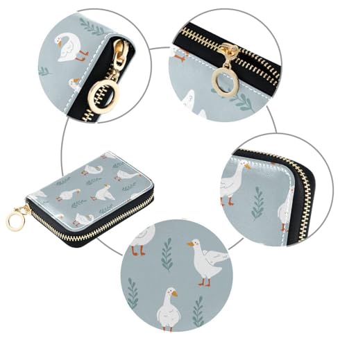 RFID Credit Card Holder Gooses Duck Leather With Zipper Card Case Wallet for Women Girls3