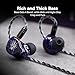 Linsoul Kiwi Ears Quartet 2DD+2BA Hybrid In-Ear Monitor, HiFi Earphones with Hand-crafted Resin Shell, Detachable OFC Silver-plated IEM Cable for Audiophile Musician DJ Studio Gaming (Purple, Quartet)