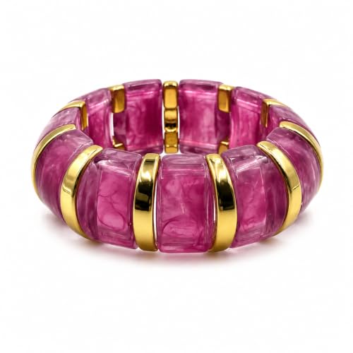 Udroze Mauve Chunky Resin Bangle Bracelets for Women Stretch Bracelet