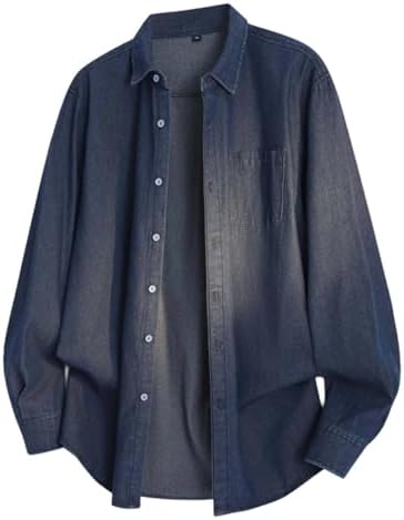 Men's Denim Shirt for Everyday Casual Wear - Loose Fit Oversized ...