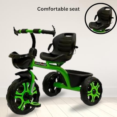 Image of Maanit Kids Tricycle with Rear & Front Basket | Comfortable Cushioned Seat with Safety Belt | Baby Trike for Boys & Girls Ages 2 to 4 Years | Sturdy & Safe Tricycle