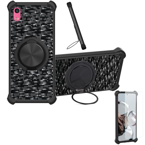 �Ή� Kyocera Qua Phone Qx �P�[�X Phone Case [1�� 9H+�d�x���� �K���X�t�B����][360°��]���X�^���h�A�}�O�l�b�g��]CX-11-HEI