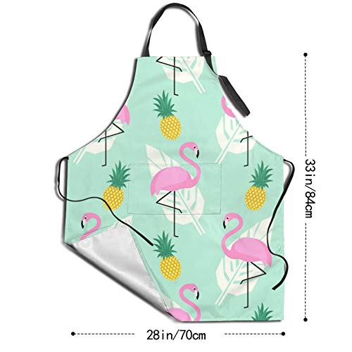 Pink Flamingo Pineapples Kitchen Aprons,Adjustable Bib Apron With Pockets For Kitchen Crafting Cooking,Restaurant & Bbq #TOP3