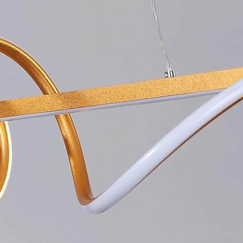 Lustre linéaire torsadé LED 100cm or pour îlot de cuisine suspension moderne 6000K