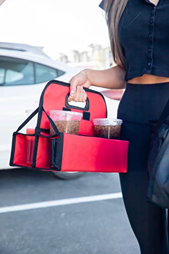 Insulated Pizza Delivery Bag Bundled With Red Cup Holder – Pizza Carrier For Commercial Or Personal Use – 16 Inches X 13 Inches X 6 Inches #TOP3