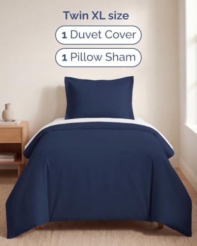 Image of Duvet Cover Twin /Twin XL - 2 Piece Set, College Dorm Room - Navy Blue