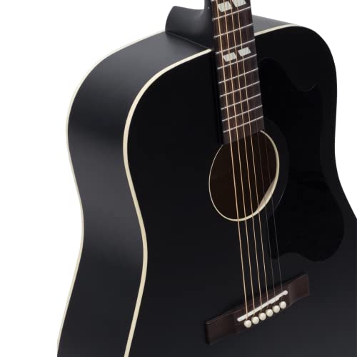 Recording King Rds-7-Mbk Dirty 30'S Series 7 Dreadnought Acoustic Guitar, Matte Black #TOP4