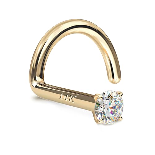 14K Gold Nose Rings Studs (18G 20G 22G) Hypoallergenic