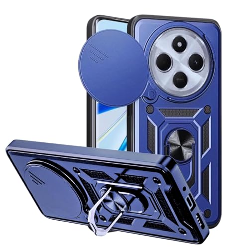 Image of AIBEX Back Cover for Poco M7 5G / Redmi 14C 5G / Redmi A4 5G / Poco C75 5G | D10 Tough Armor Case | Sliding Camera Shield | 360 Protection | Kickstand Ring Holder | Military-Grade Shockproof Bumper