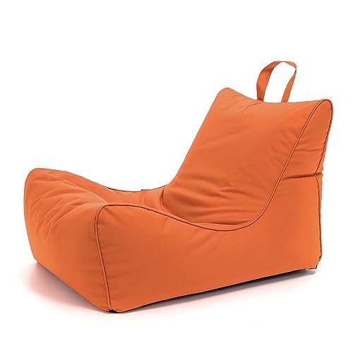 Ecopuf - Sittsäck sittsäck schäslong vattentät utomhus orange - sittsmurf med ficka förvaring och handtag - puff i slitstarkt tyg - polystyrenfyllning