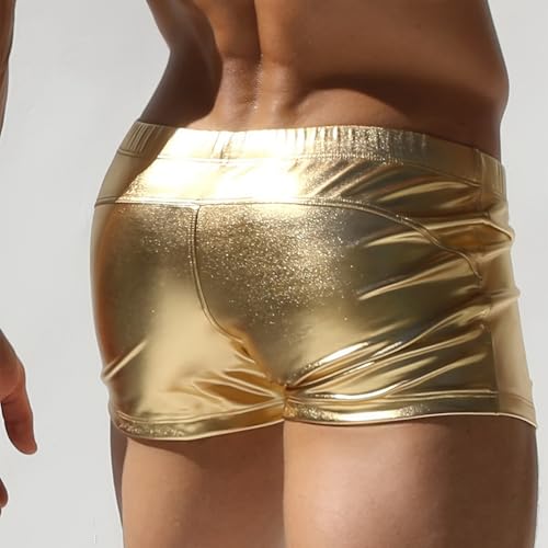 Sexy Beach Shorts for Men Liquid Metallic Underwear Box Briefs Shiny Hot Pants Pouch Trunks Beachwear Swimwear4