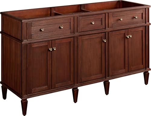 Signature Hardware 454072 Elmdale 60" Mahogany Wood Double Vanity Cabinet - Antique Brown