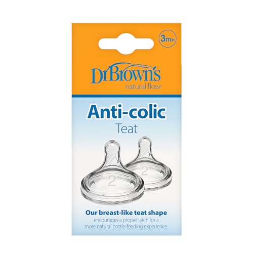Dr. Brown’s Natural Flow Level 2 Wide-Neck Baby Bottle Silicone Teat, Medium Flow, 3m+, 100% Silicone Bottle Teat, 4-Pack - Image 4