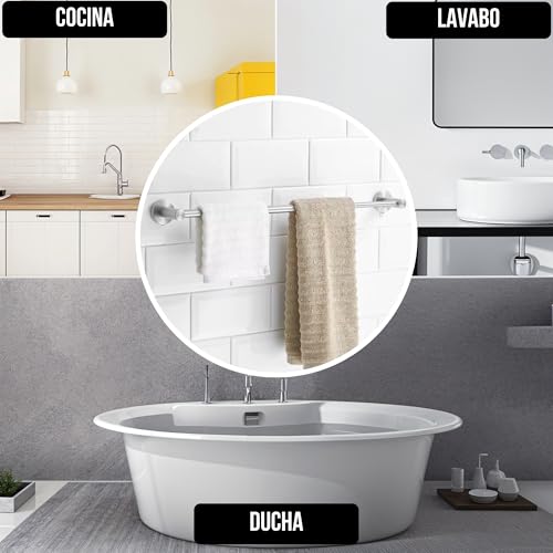 Toalleros De Baño Sin Taladro - Colgador Toalla Baño - Cuelga Toallas Baño Adhesivo - Toallero Adhesivo Baño - Accesorios Baño Sin Taladro - Toallero Sin Taladro (Acero Cepillado) - imagen 7