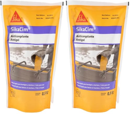 SIKA - Anticongelante - Aditivo liquido - SikaCim - Incoloro - Listo para su uso - Para mortero y hormigón - 500 ml (Paquete de 2)