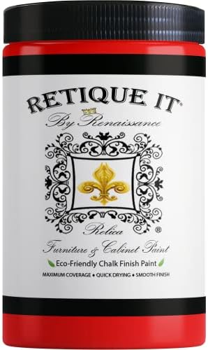 Retique It Chalk Furniture Paint by Renaissance DIY, 32 Fl Oz (Pack of 1), 57 Vermilion