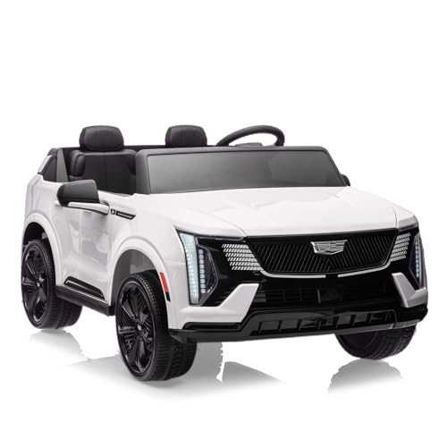 24V Ride On Car, Licensed Cadillac Battery Powered Electric Vehicle w/Remote Control, 2 Seater, 4-Wheel Shock Absorbers, Smooth Start, Music, LED Ligh