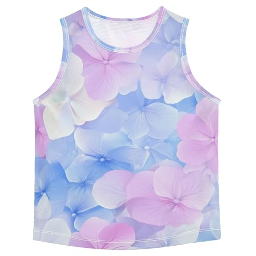 susiyo Light Pink Blue Hydrangeas Flowers Boys Sleeveless Tank Top Girls Athletic T Shirt