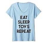 Photo Gallery donna divertente collezionista di giocattoli - eat sleep toys repeat maglietta con collo a v Photo Gallery donna divertente collezionista di giocattoli - eat sleep toys repeat maglietta con collo a v