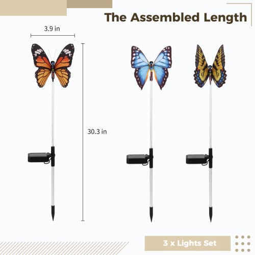 Outdoor Solar Garden Lights 7 Colors Changing, 3-Pack Solar Butterfly Decorative Lights, Waterproof Led Solar Outdoor Lights, Solar Powered Garden Stake Lights For Decorate Patio Yard Lawn Pathway #TOP2