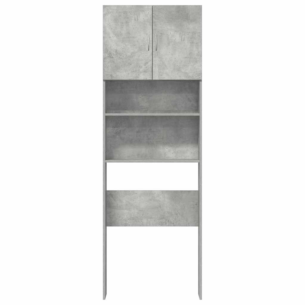 Tidyard Meuble de Machine à Laver Gris béton Bois d'ingénierie, Support de Salle de Bain avec Compartiments, Gain de Place Meuble de Rangement L'étagère de la Machine à Laver