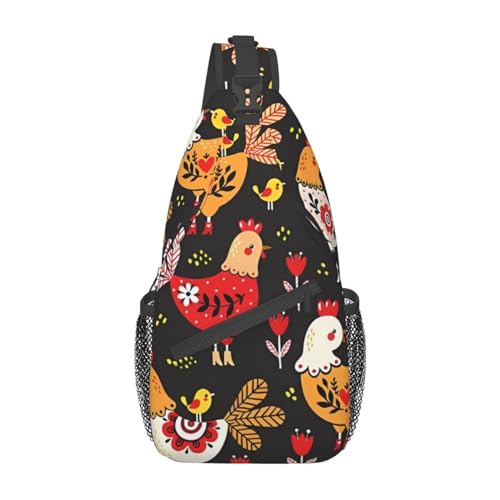 Sac à dos à bandoulière coq noir pour randonnée et voyage