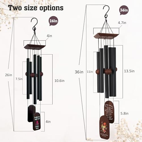 Image of ASTARIN Personalized Windchimes in Memory of a Loved One, Memorial Cardinal Wind Chimes for Loss Mother /Father /Son /Grandma, Deep Tone Wind Chime Outside Outdoor Patio Decoration