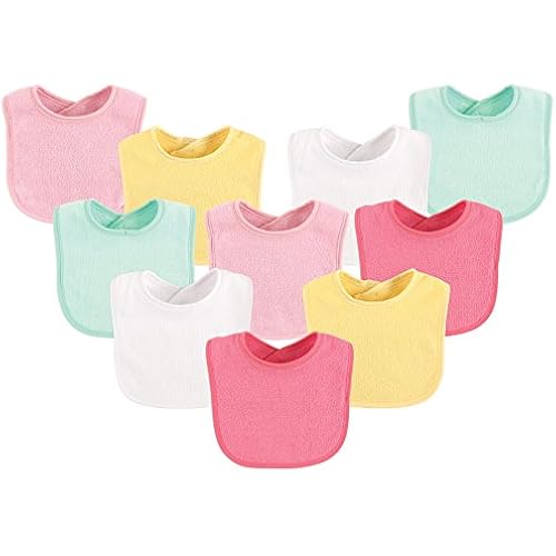 Luvable Friends Unisex Baby Cotton Terry Bibs, Girl Solid, One Size