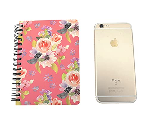 4 Pack A6 Spiral Notebook Journal,Wirebound Ruled Sketch Book Notepad Diary Memo Planner,A6 Size(5.7X4.1") & 80 Sheets (Flower A) #TOP2