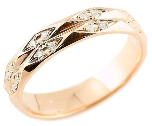 [アトラス] メンズ 指輪 ダイヤモンド ピンクゴールドk18 ダイヤリング 指輪 婚約指輪 ダイヤ カットリング 菱形 18金 宝石 人気 14号